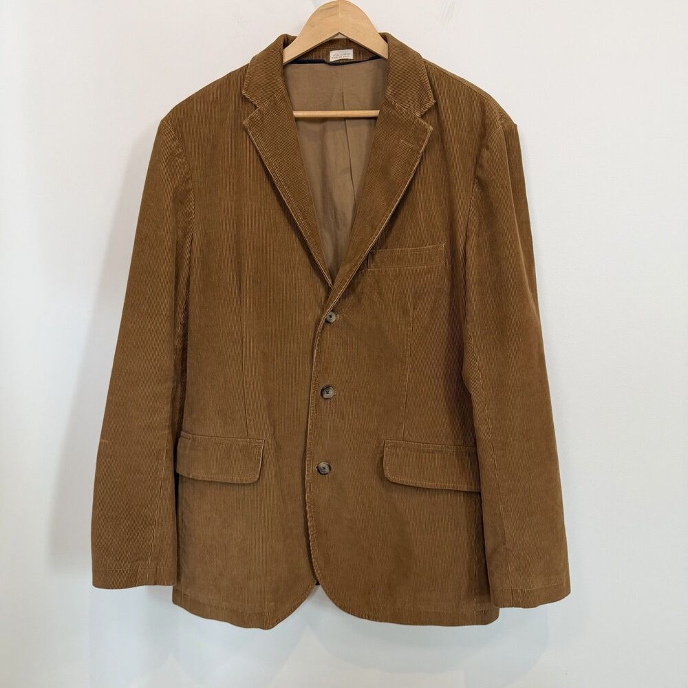 J Crew Vintage Cord Blazer Men Large Camel Brown Corduroy Sport Coat Jacket